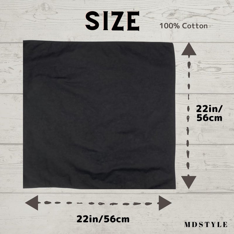 MD Style 100% Cotton Solid Color Bandana for Men & Women 22" x 22" Handkerchief Headband Scarf - Image 3